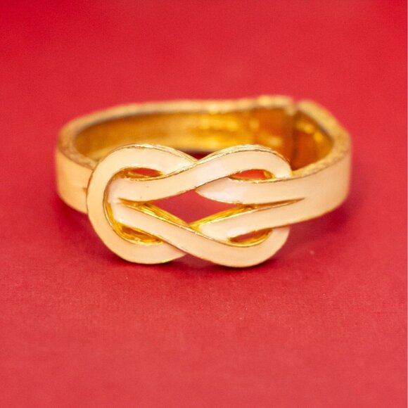 7 inch, Vintage Tangled Gold Tone Ribbon Hinge Bangle by Hill - F51 - Picture 1 of 3